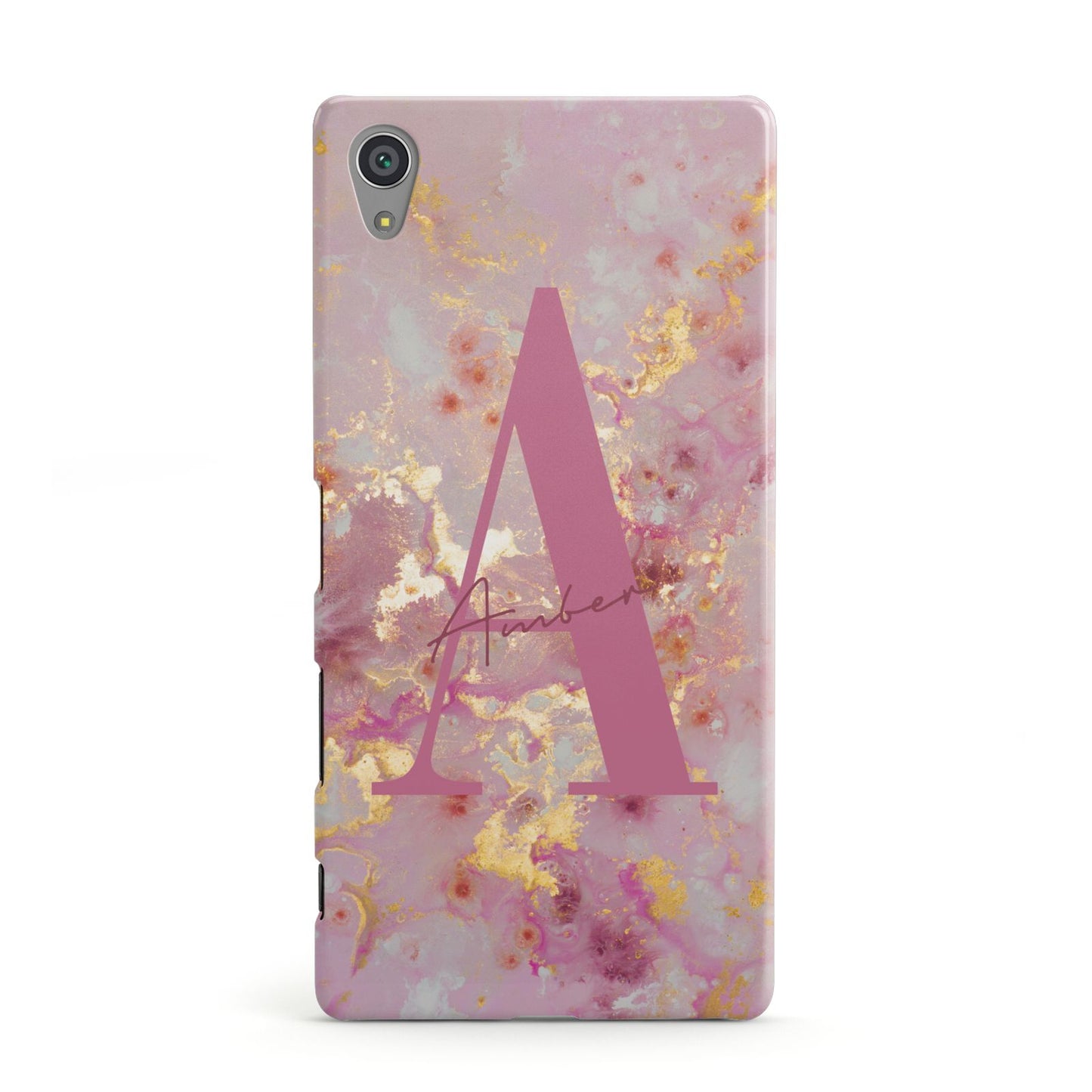 Monogrammed Pink Gold Marble Sony Xperia Case