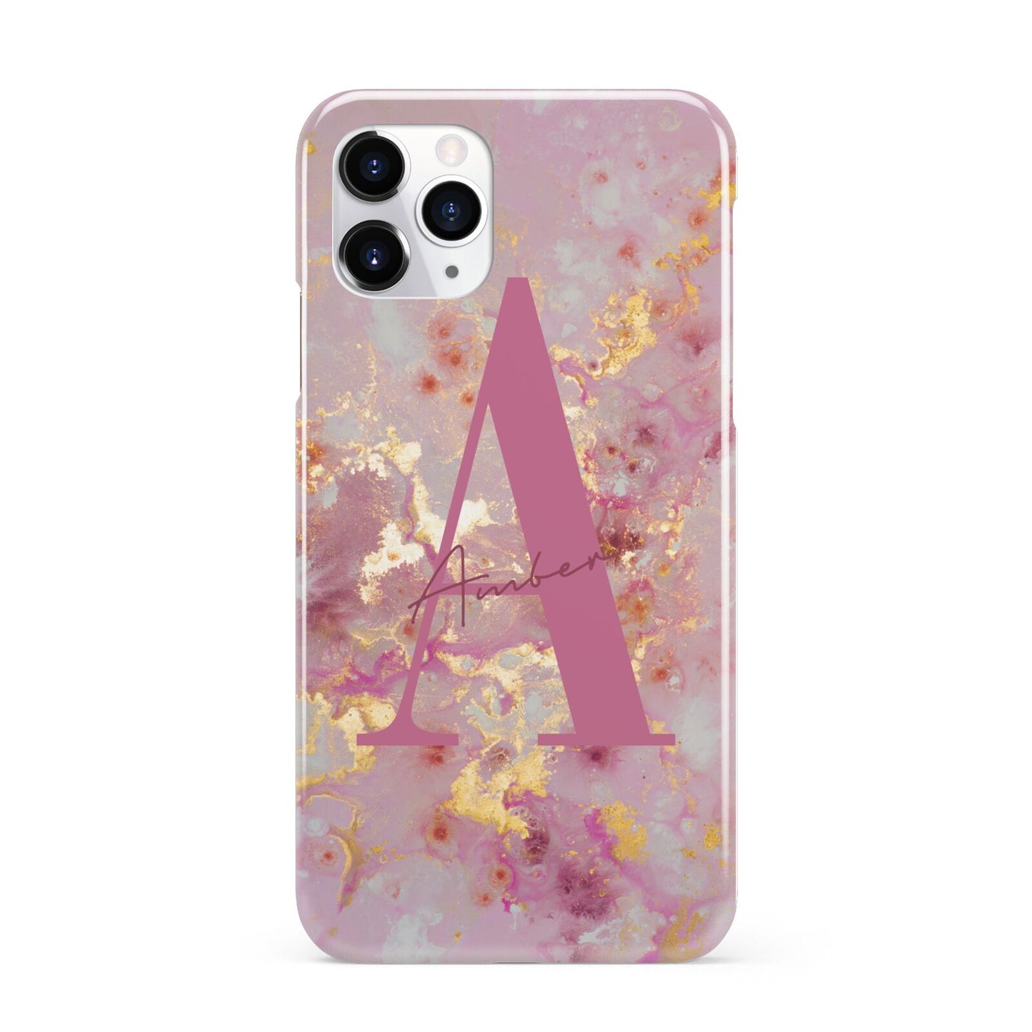 Monogrammed Pink Gold Marble iPhone 11 Pro 3D Snap Case