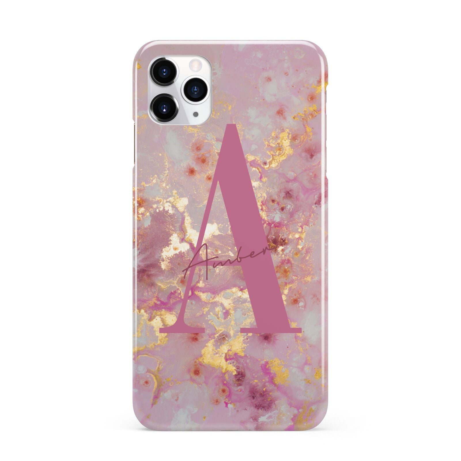 Monogrammed Pink Gold Marble iPhone 11 Pro Max 3D Snap Case