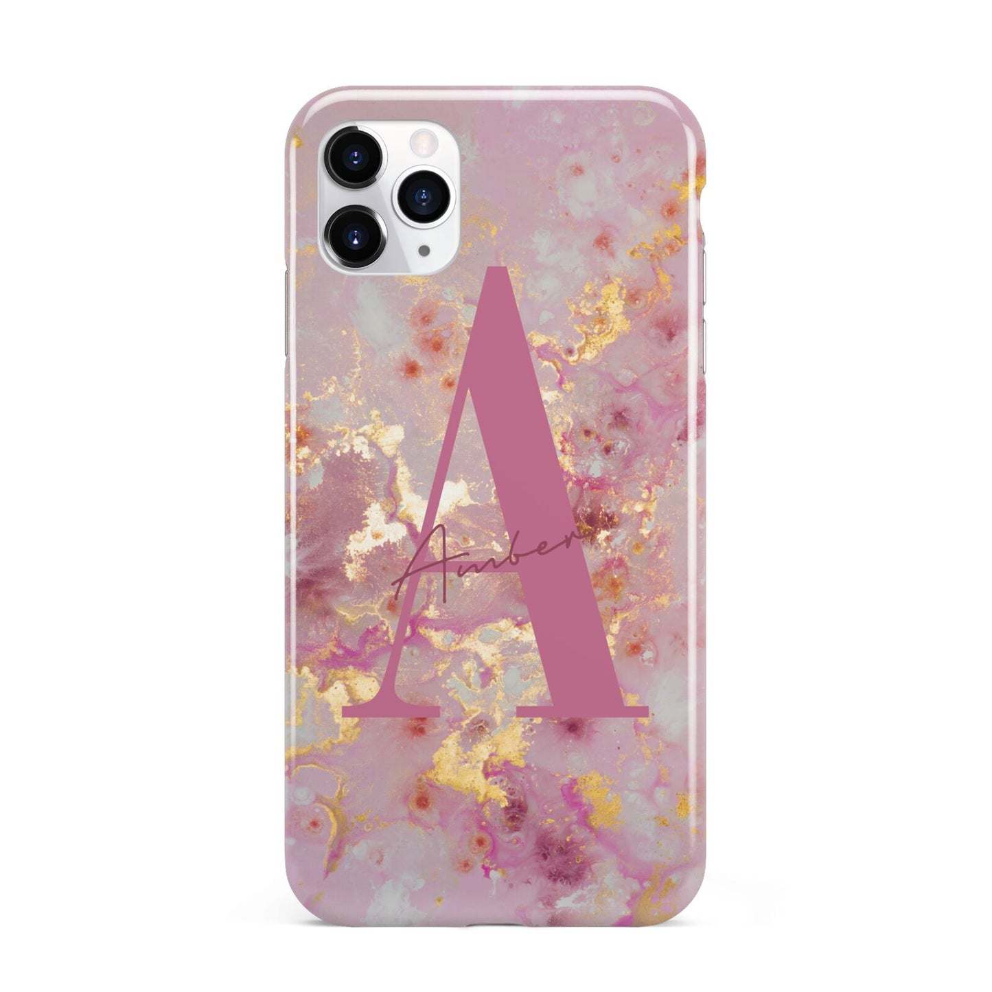 Monogrammed Pink Gold Marble iPhone 11 Pro Max 3D Tough Case