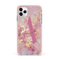 Monogrammed Pink Gold Marble iPhone 11 Pro Max Impact Pink Edge Case