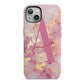 Monogrammed Pink Gold Marble iPhone 13 Full Wrap 3D Tough Case