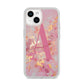 Monogrammed Pink Gold Marble iPhone 14 Clear Tough Case Starlight