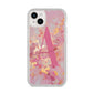 Monogrammed Pink Gold Marble iPhone 14 Plus Clear Tough Case Starlight