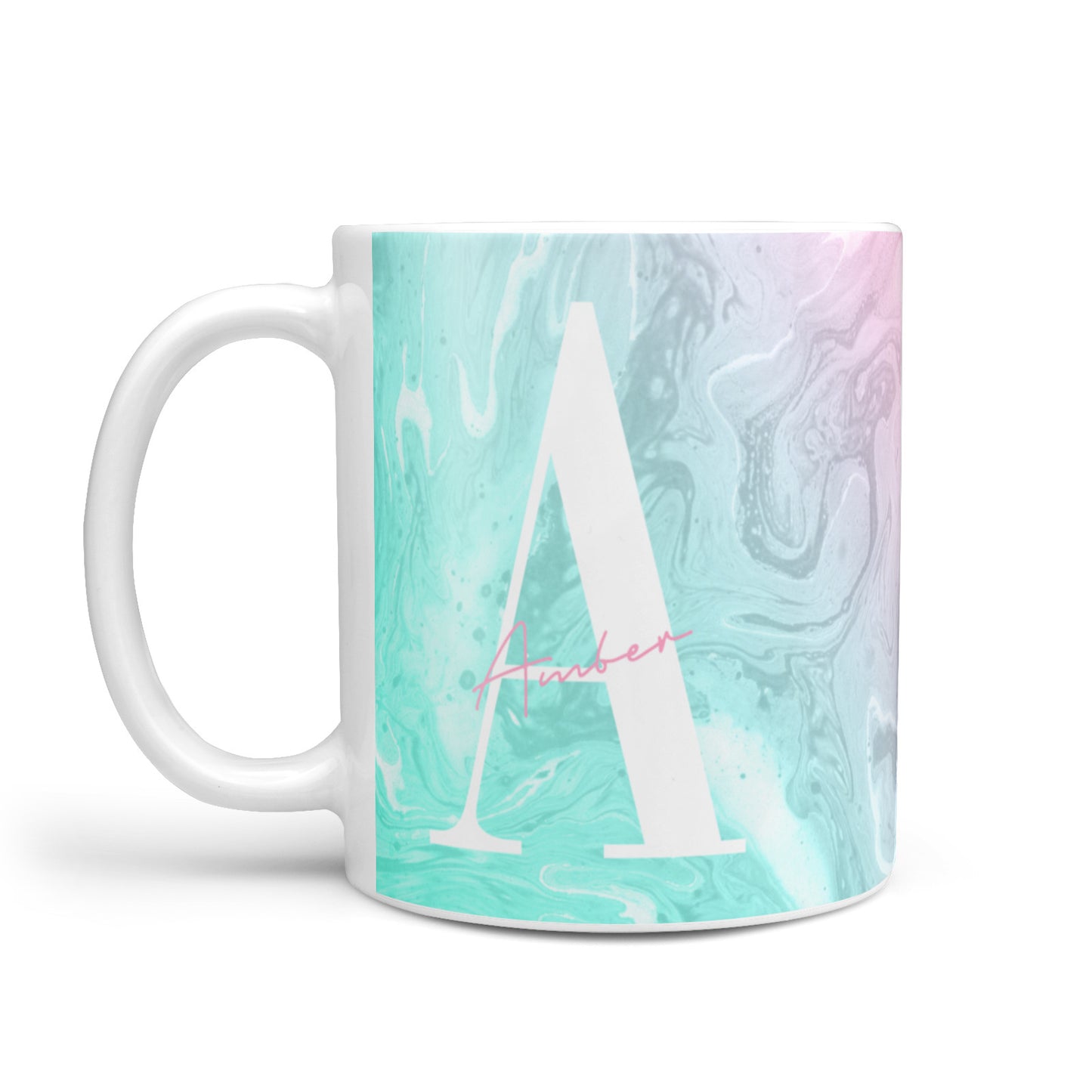 Monogrammed Pink Turquoise Pastel Marble 10oz Mug Alternative Image 1