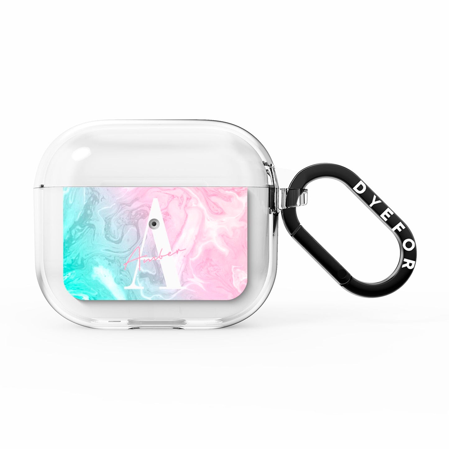 Monogrammed Pink Turquoise Pastel Marble AirPods Clear Case 3rd Gen