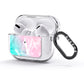 Monogrammed Pink Turquoise Pastel Marble AirPods Glitter Case 3rd Gen Side Image