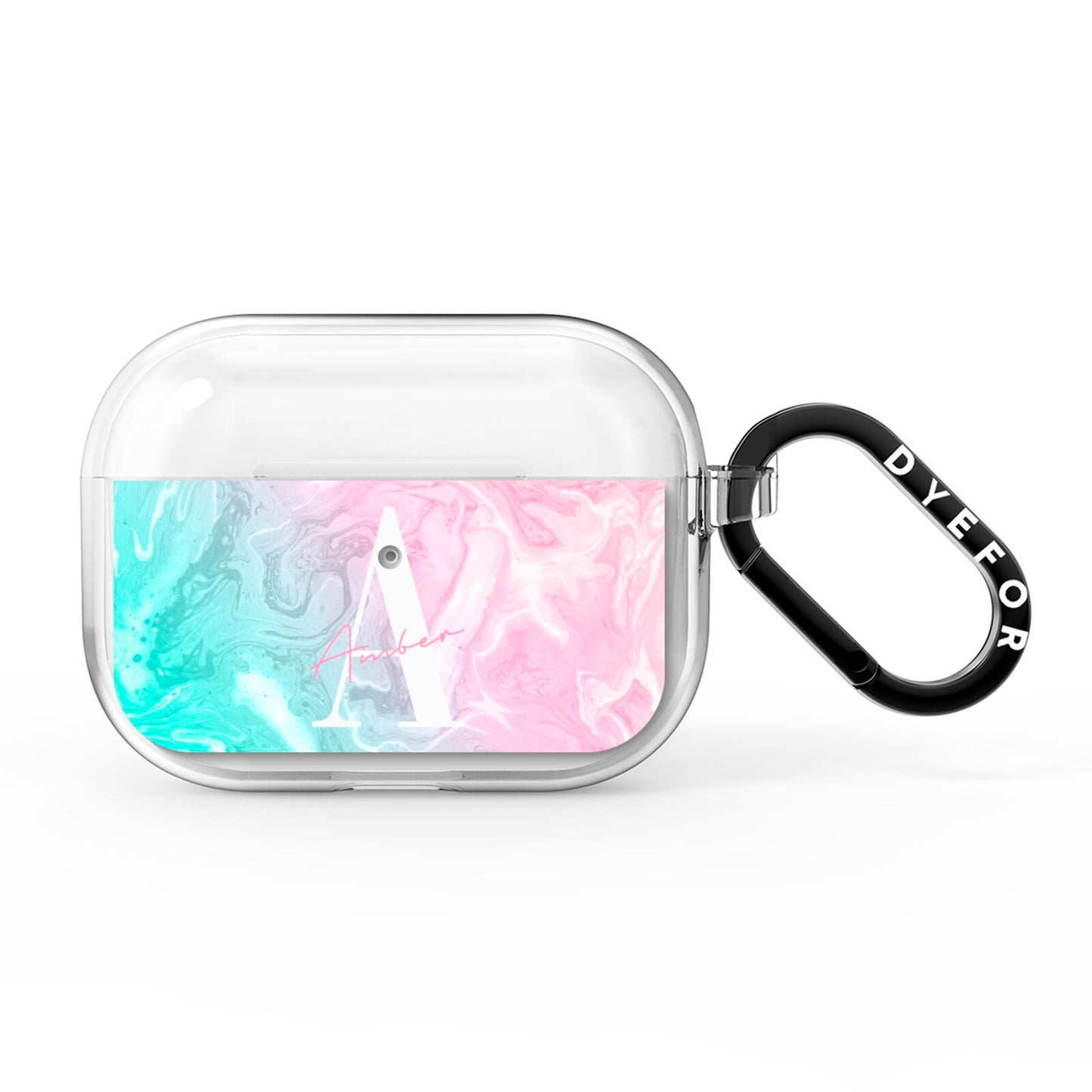 Monogrammed Pink Turquoise Pastel Marble AirPods Pro Clear Case