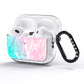 Monogrammed Pink Turquoise Pastel Marble AirPods Pro Glitter Case Side Image