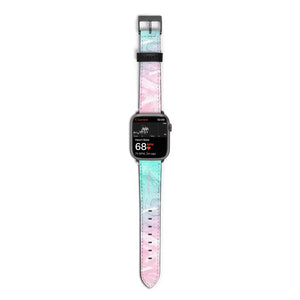 Monogrammed Pink Turquoise Pastel Marble Watch Strap