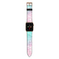 Monogrammed Pink Turquoise Pastel Marble Apple Watch Strap with Gold Hardware