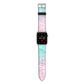 Monogrammed Pink Turquoise Pastel Marble Apple Watch Strap with Silver Hardware