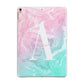 Monogrammed Pink Turquoise Pastel Marble Apple iPad Rose Gold Case