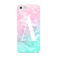 Monogrammed Pink Turquoise Pastel Marble Apple iPhone 5 Case