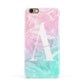 Monogrammed Pink Turquoise Pastel Marble Apple iPhone 6 3D Snap Case