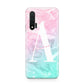 Monogrammed Pink Turquoise Pastel Marble Huawei Nova 6 Phone Case