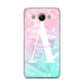 Monogrammed Pink Turquoise Pastel Marble Huawei Y3 2017