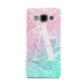 Monogrammed Pink Turquoise Pastel Marble Samsung Galaxy A3 Case