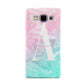 Monogrammed Pink Turquoise Pastel Marble Samsung Galaxy A5 Case