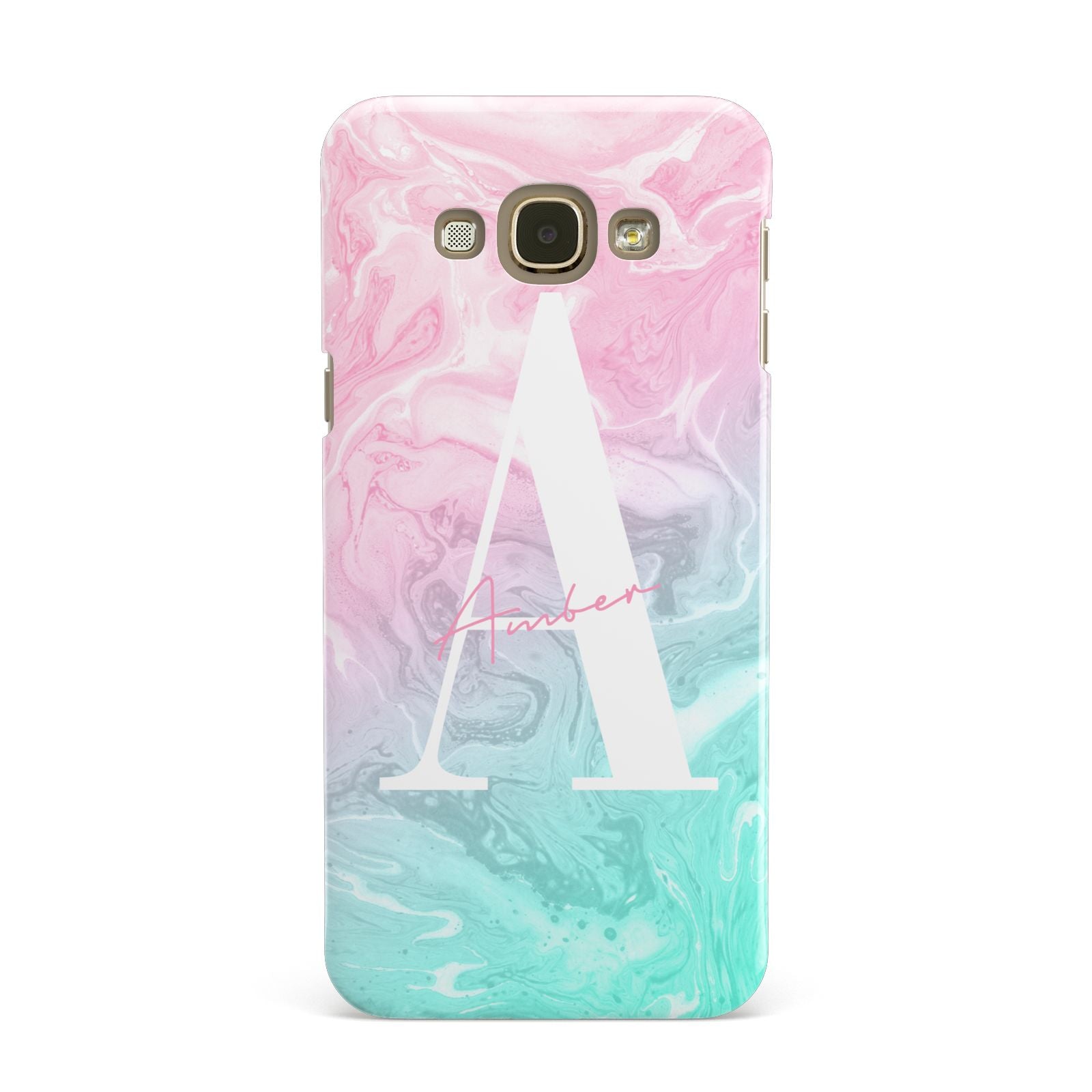Monogrammed Pink Turquoise Pastel Marble Samsung Galaxy A8 Case