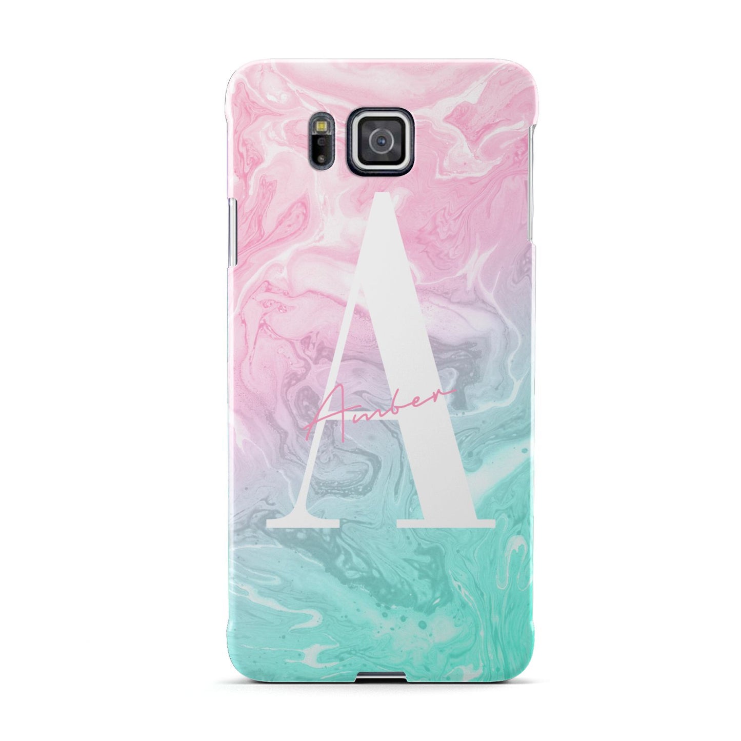 Monogrammed Pink Turquoise Pastel Marble Samsung Galaxy Alpha Case