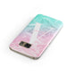 Monogrammed Pink Turquoise Pastel Marble Samsung Galaxy Case Front Close Up