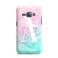Monogrammed Pink Turquoise Pastel Marble Samsung Galaxy J1 2016 Case