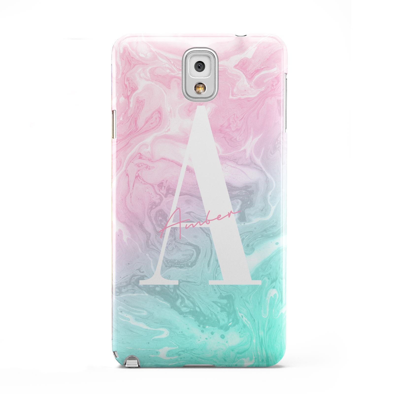 Monogrammed Pink Turquoise Pastel Marble Samsung Galaxy Note 3 Case