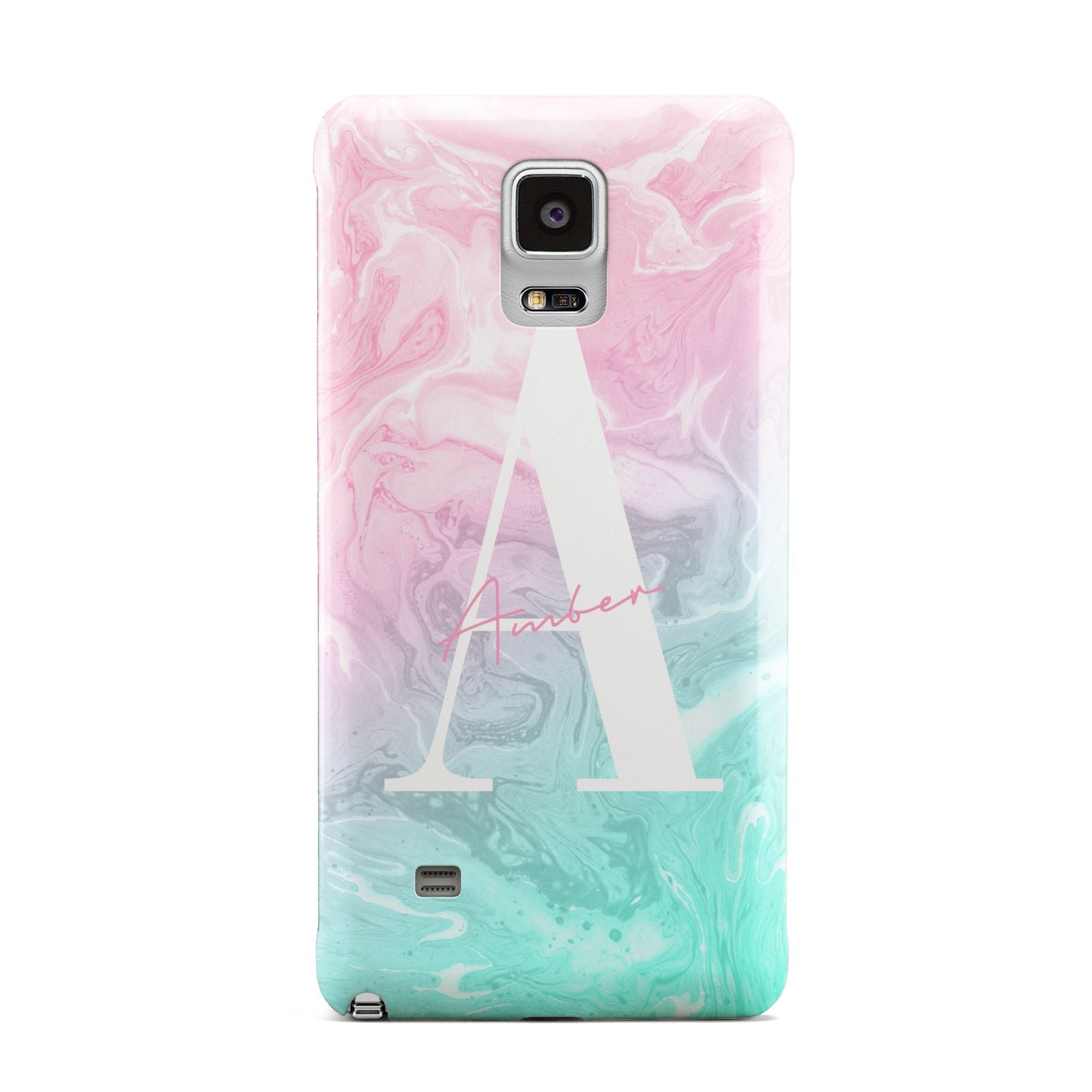 Monogrammed Pink Turquoise Pastel Marble Samsung Galaxy Note 4 Case