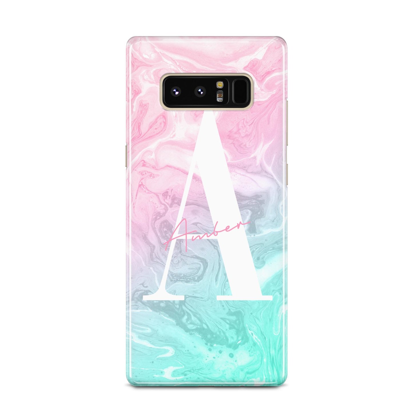 Monogrammed Pink Turquoise Pastel Marble Samsung Galaxy Note 8 Case