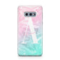 Monogrammed Pink Turquoise Pastel Marble Samsung Galaxy S10E Case