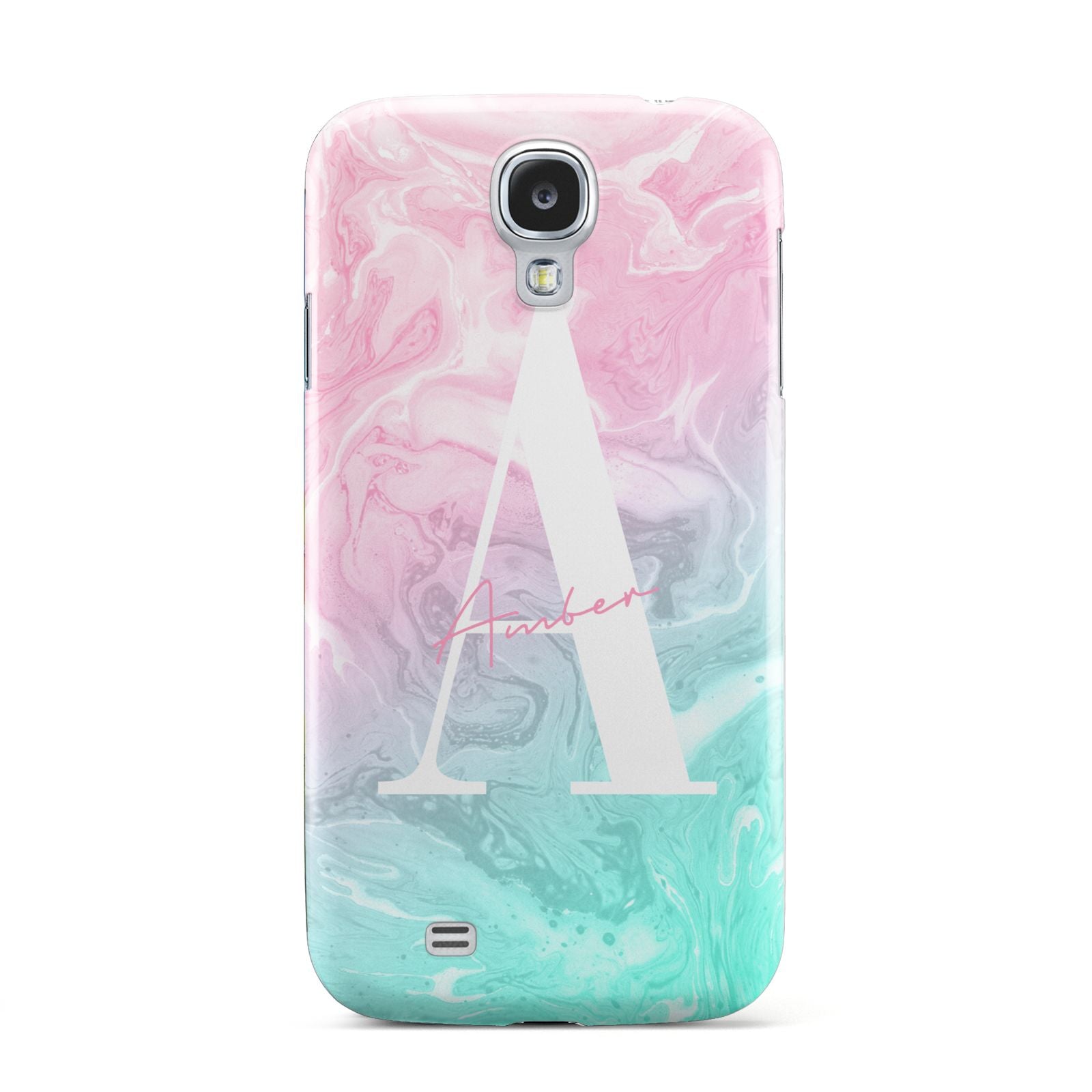 Monogrammed Pink Turquoise Pastel Marble Samsung Galaxy S4 Case