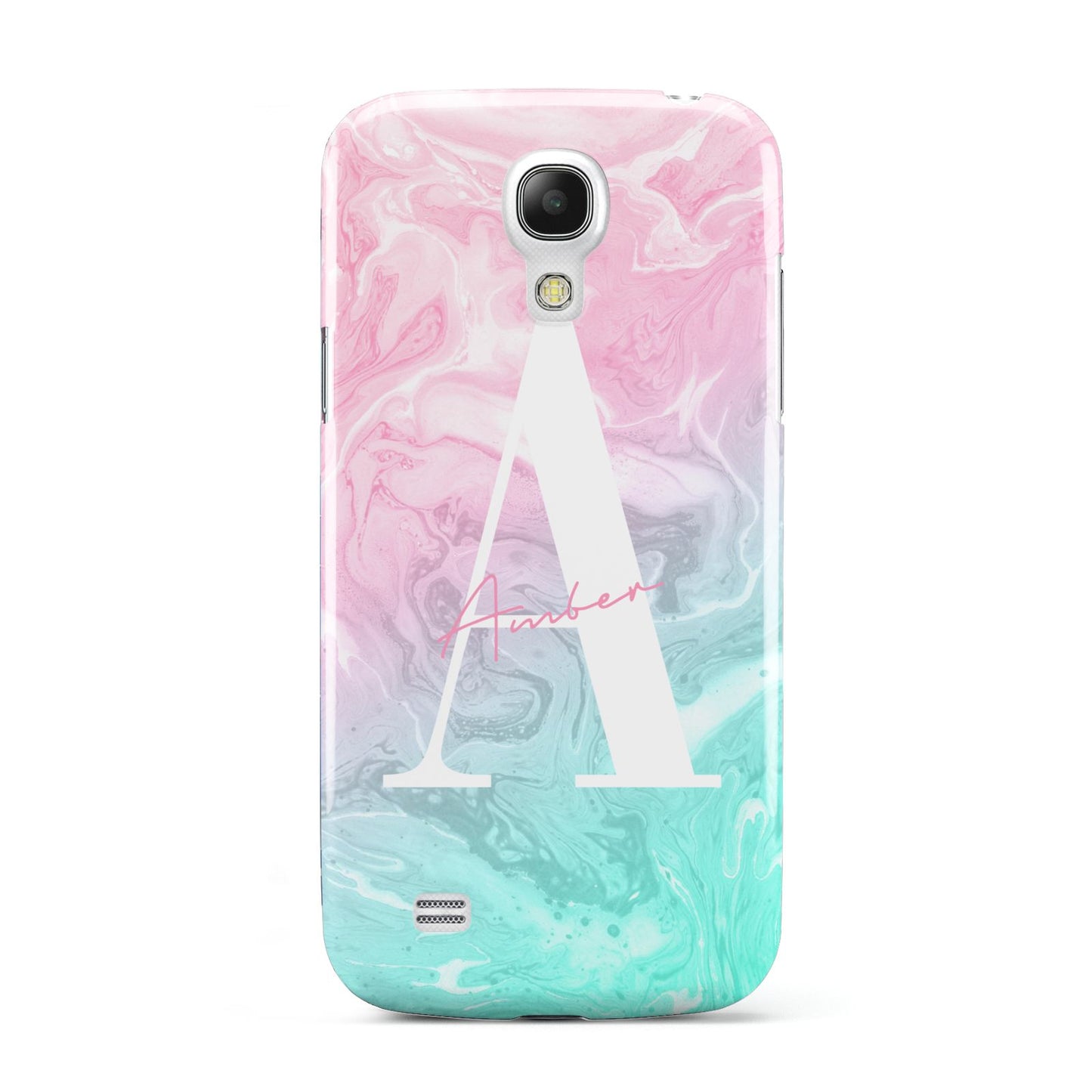 Monogrammed Pink Turquoise Pastel Marble Samsung Galaxy S4 Mini Case