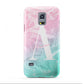 Monogrammed Pink Turquoise Pastel Marble Samsung Galaxy S5 Mini Case