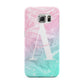 Monogrammed Pink Turquoise Pastel Marble Samsung Galaxy S6 Edge Case