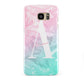 Monogrammed Pink Turquoise Pastel Marble Samsung Galaxy S7 Edge Case