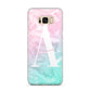 Monogrammed Pink Turquoise Pastel Marble Samsung Galaxy S8 Plus Case