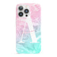 Monogrammed Pink Turquoise Pastel Marble iPhone 13 Pro Full Wrap 3D Snap Case