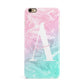 Monogrammed Pink Turquoise Pastel Marble iPhone 6 Plus 3D Snap Case on Gold Phone