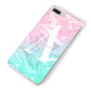 Monogrammed Pink Turquoise Pastel Marble iPhone 8 Plus Bumper Case on Silver iPhone Alternative Image