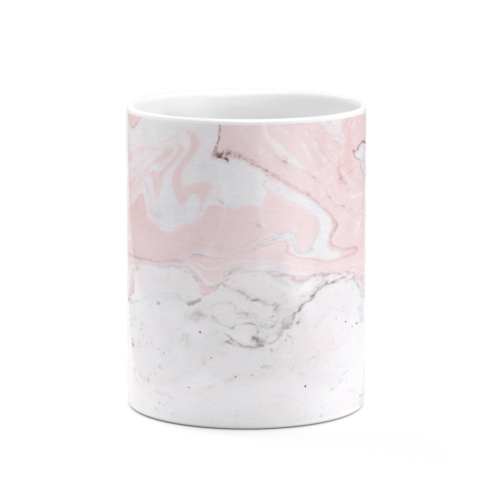 Monogrammed Pink White Ink Marble 10oz Mug Alternative Image 7