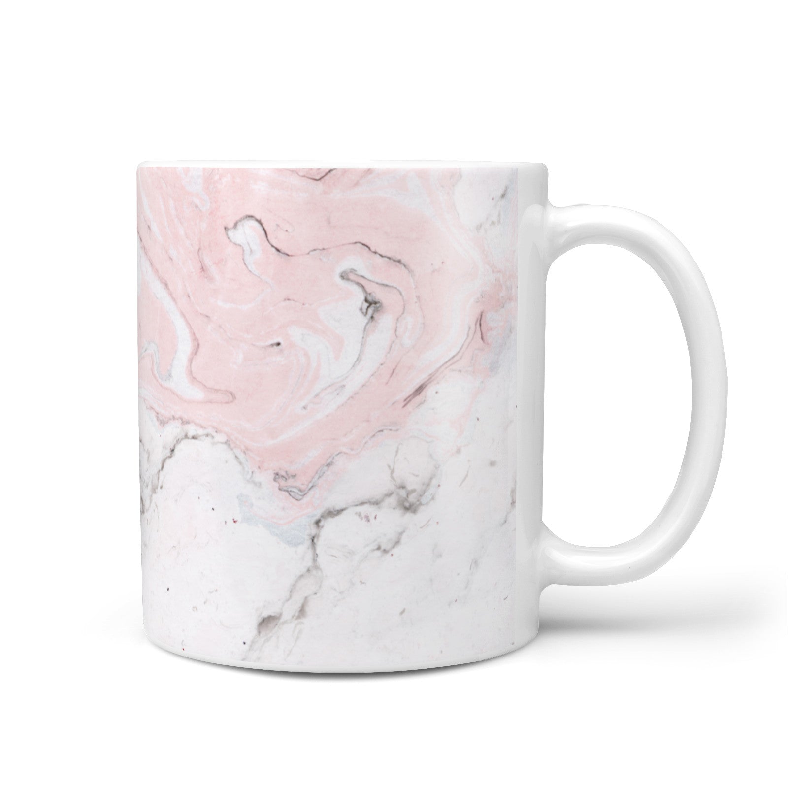 Monogrammed Pink White Ink Marble 10oz Mug