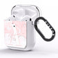 Monogrammed Pink White Ink Marble AirPods Clear Case Side Image
