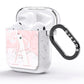 Monogrammed Pink White Ink Marble AirPods Glitter Case Side Image