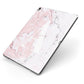 Monogrammed Pink White Ink Marble Apple iPad Case on Grey iPad Side View