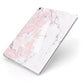 Monogrammed Pink White Ink Marble Apple iPad Case on Silver iPad Side View