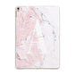 Monogrammed Pink White Ink Marble Apple iPad Gold Case