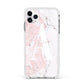 Monogrammed Pink White Ink Marble Apple iPhone 11 Pro Max in Silver with White Impact Case