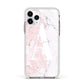 Monogrammed Pink White Ink Marble Apple iPhone 11 Pro in Silver with White Impact Case