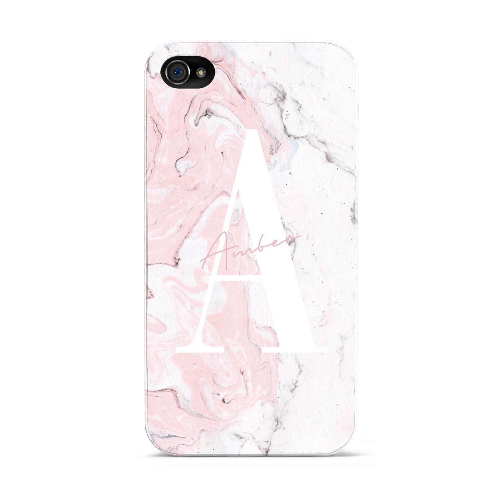 Monogrammed Pink White Ink Marble Apple iPhone 4s Case